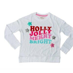 NWT Paper Flower Girls 14 XL Top Shirt Holly Jolly Merry Bright Christmas Sequin